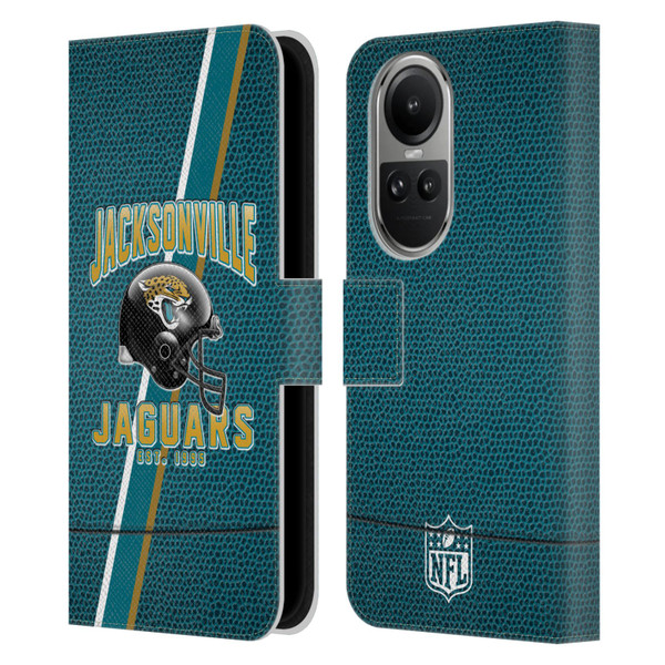 NFL Jacksonville Jaguars Logo Art Football Stripes Leather Book Wallet Case Cover For OPPO Reno10 5G / Reno10 Pro 5G