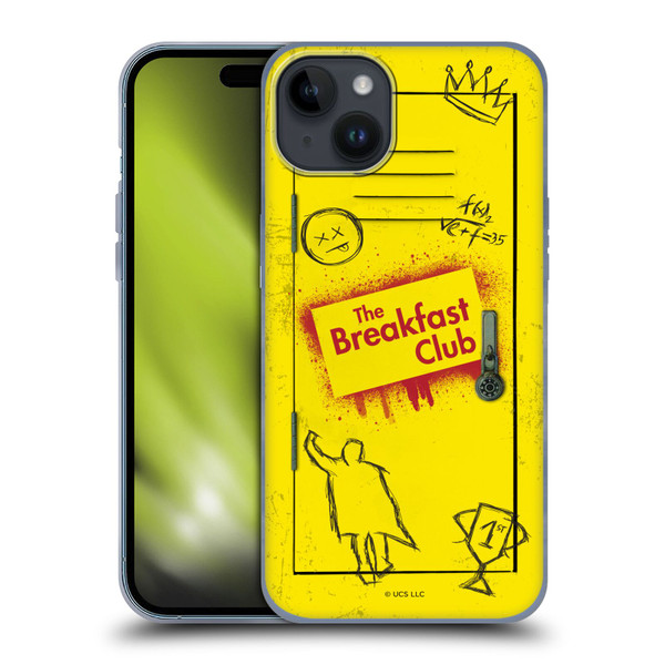 The Breakfast Club Graphics Yellow Locker Soft Gel Case for Apple iPhone 15 Plus