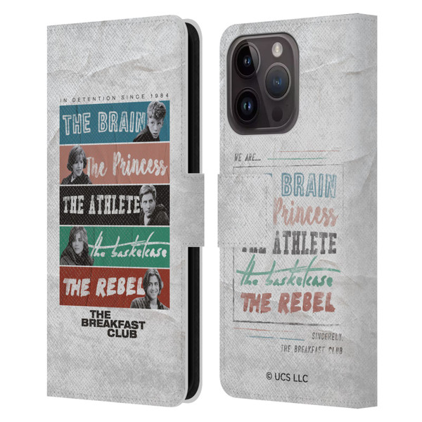 The Breakfast Club Graphics In Detention Since 1984 Leather Book Wallet Case Cover For Apple iPhone 15 Pro