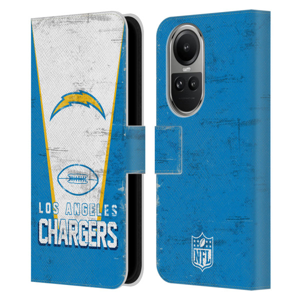 NFL Los Angeles Chargers Logo Art Banner Leather Book Wallet Case Cover For OPPO Reno10 5G / Reno10 Pro 5G