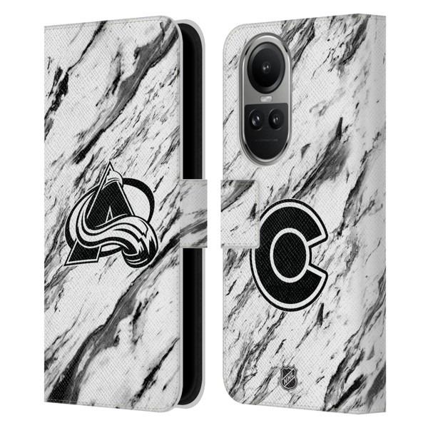 NHL Colorado Avalanche Marble Leather Book Wallet Case Cover For OPPO Reno10 5G / Reno10 Pro 5G