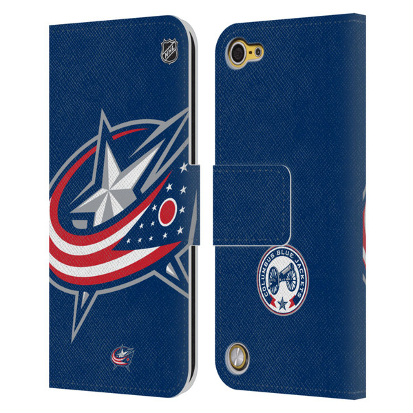 NHL Columbus Blue Jackets Oversized Leather Book Wallet Case Cover For Apple iPod Touch 5G 5th Gen