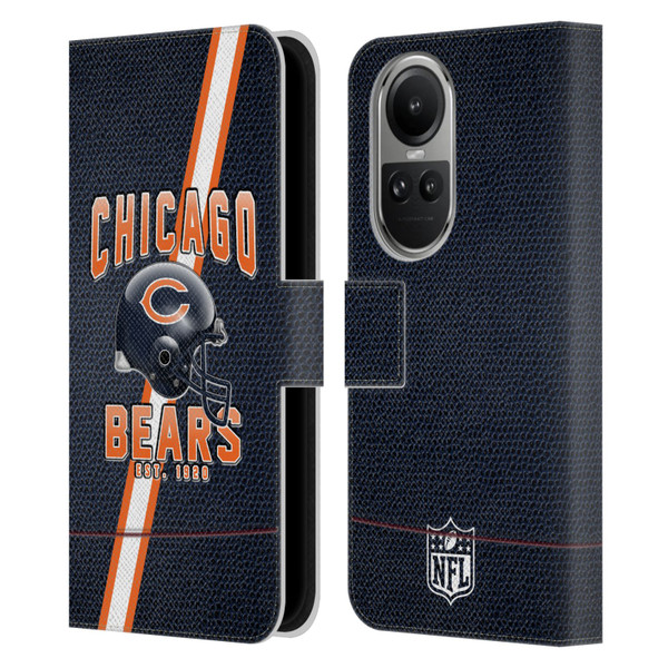 NFL Chicago Bears Logo Art Football Stripes Leather Book Wallet Case Cover For OPPO Reno10 5G / Reno10 Pro 5G