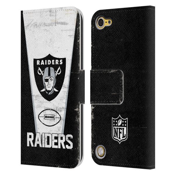 NFL Las Vegas Raiders Logo Art Banner 100th Leather Book Wallet Case Cover For Apple iPod Touch 5G 5th Gen