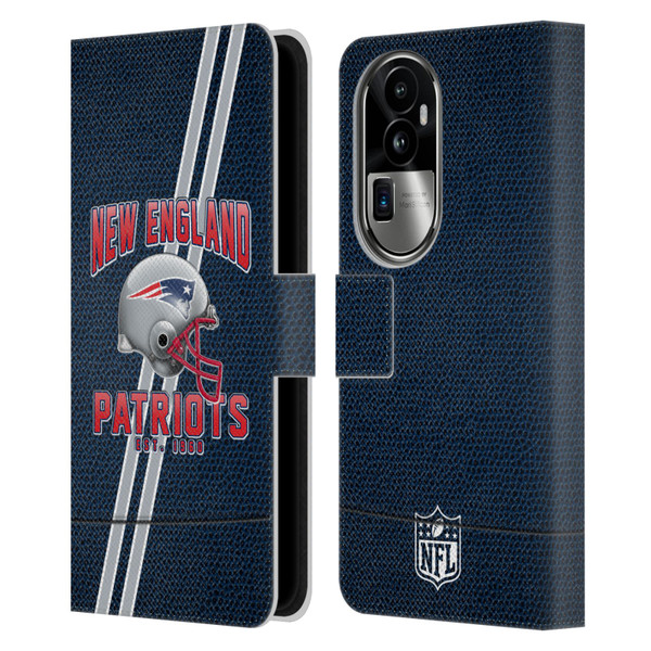 NFL New England Patriots Logo Art Football Stripes Leather Book Wallet Case Cover For OPPO Reno10 Pro+