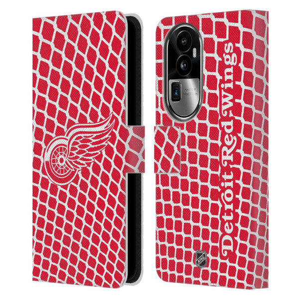 NHL Detroit Red Wings Net Pattern Leather Book Wallet Case Cover For OPPO Reno10 Pro+