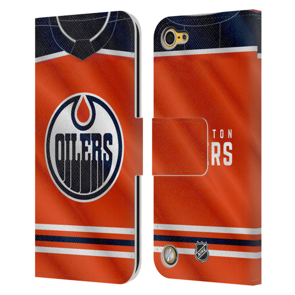 NHL Edmonton Oilers Jersey Leather Book Wallet Case Cover For Apple iPod Touch 5G 5th Gen