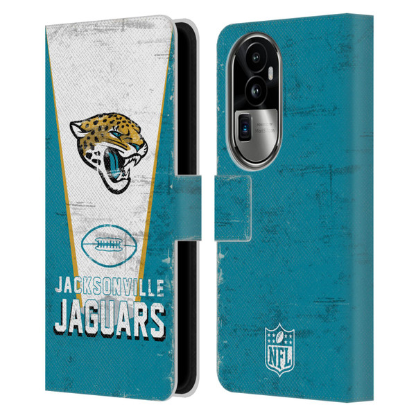 NFL Jacksonville Jaguars Logo Art Banner Leather Book Wallet Case Cover For OPPO Reno10 Pro+