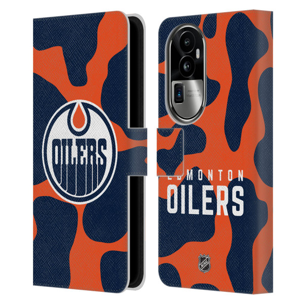 NHL Edmonton Oilers Cow Pattern Leather Book Wallet Case Cover For OPPO Reno10 Pro+