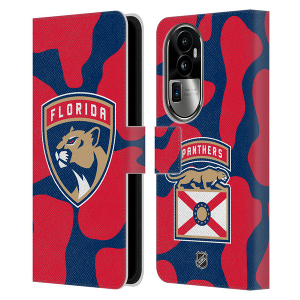 NHL Florida Panthers Cow Pattern Leather Book Wallet Case Cover For OPPO Reno10 Pro+