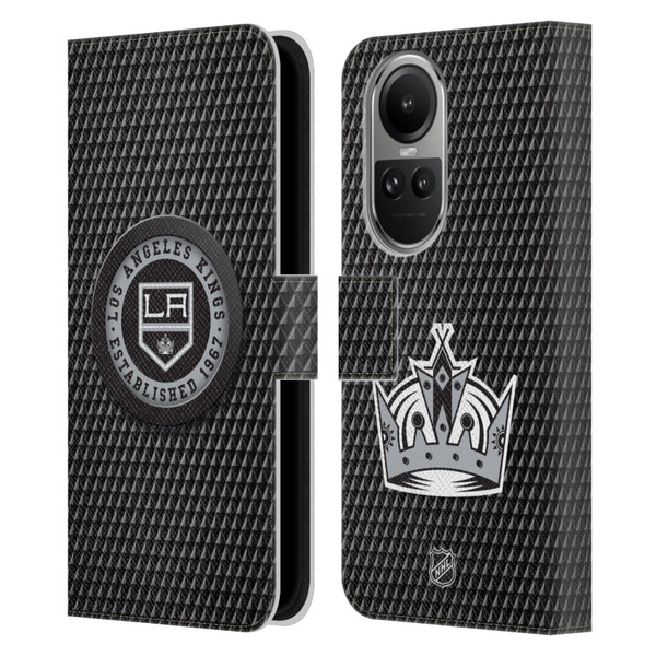 NHL Los Angeles Kings Puck Texture Leather Book Wallet Case Cover For OPPO Reno10 5G / Reno10 Pro 5G