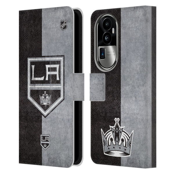 NHL Los Angeles Kings Half Distressed Leather Book Wallet Case Cover For OPPO Reno10 Pro+