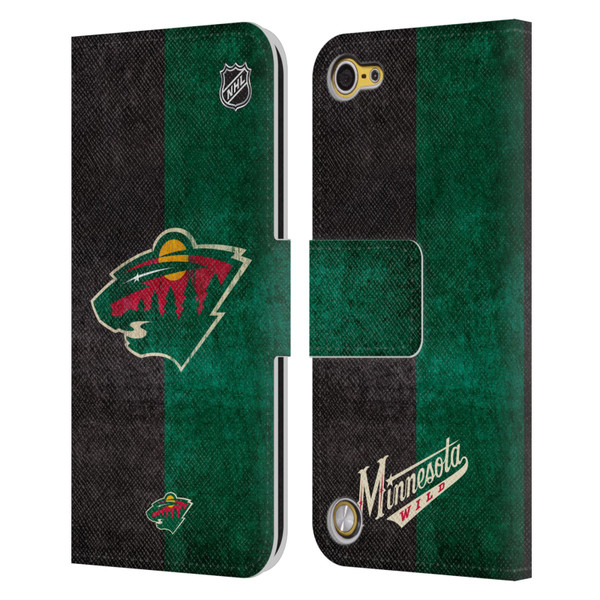 NHL Minnesota Wild Half Distressed Leather Book Wallet Case Cover For Apple iPod Touch 5G 5th Gen