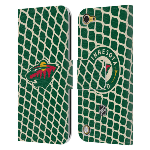 NHL Minnesota Wild Net Pattern Leather Book Wallet Case Cover For Apple iPod Touch 5G 5th Gen