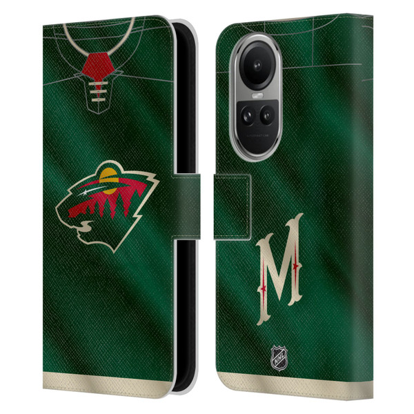 NHL Minnesota Wild Jersey Leather Book Wallet Case Cover For OPPO Reno10 5G / Reno10 Pro 5G