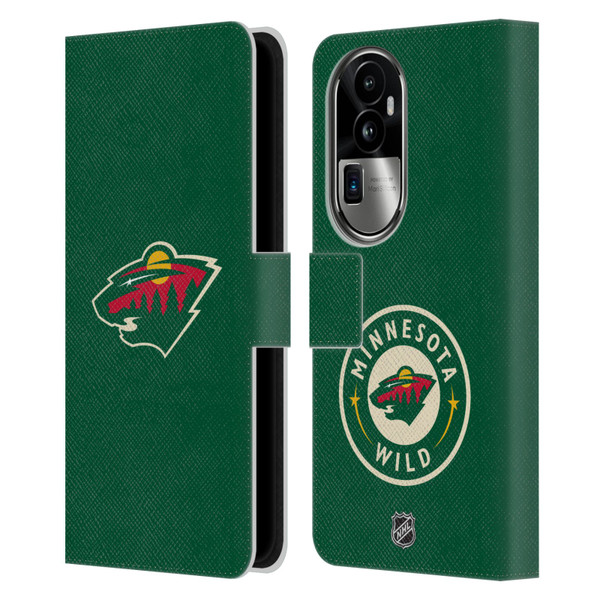 NHL Minnesota Wild Plain Leather Book Wallet Case Cover For OPPO Reno10 Pro+