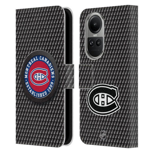 NHL Montreal Canadiens Puck Texture Leather Book Wallet Case Cover For OPPO Reno10 5G / Reno10 Pro 5G