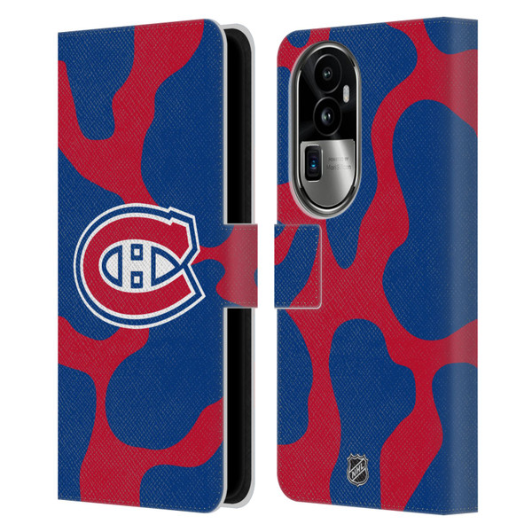 NHL Montreal Canadiens Cow Pattern Leather Book Wallet Case Cover For OPPO Reno10 Pro+