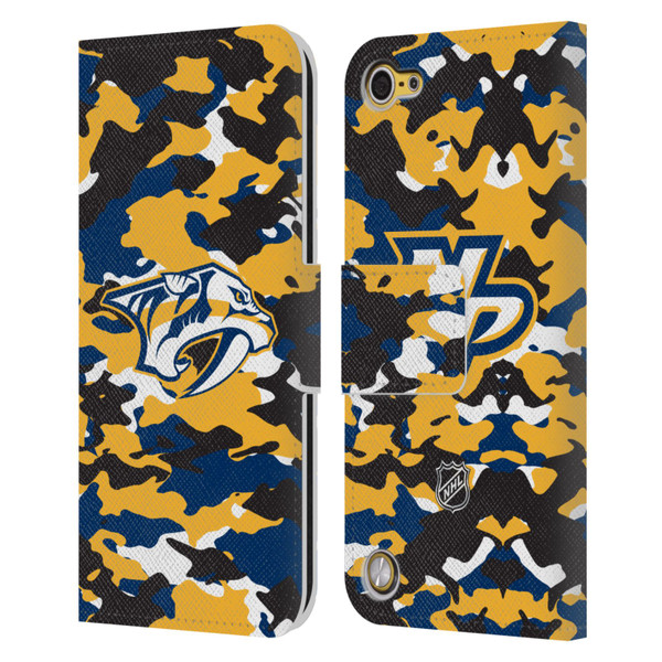 NHL Nashville Predators Camouflage Leather Book Wallet Case Cover For Apple iPod Touch 5G 5th Gen