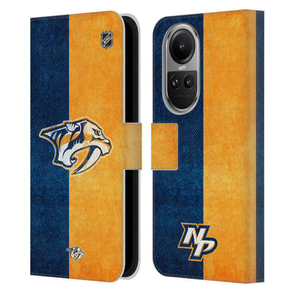 NHL Nashville Predators Half Distressed Leather Book Wallet Case Cover For OPPO Reno10 5G / Reno10 Pro 5G