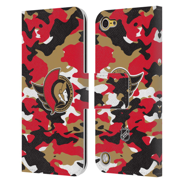 NHL Ottawa Senators Camouflage Leather Book Wallet Case Cover For Apple iPod Touch 5G 5th Gen