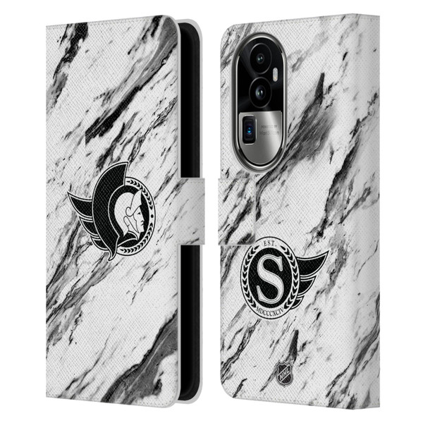 NHL Ottawa Senators Marble Leather Book Wallet Case Cover For OPPO Reno10 Pro+