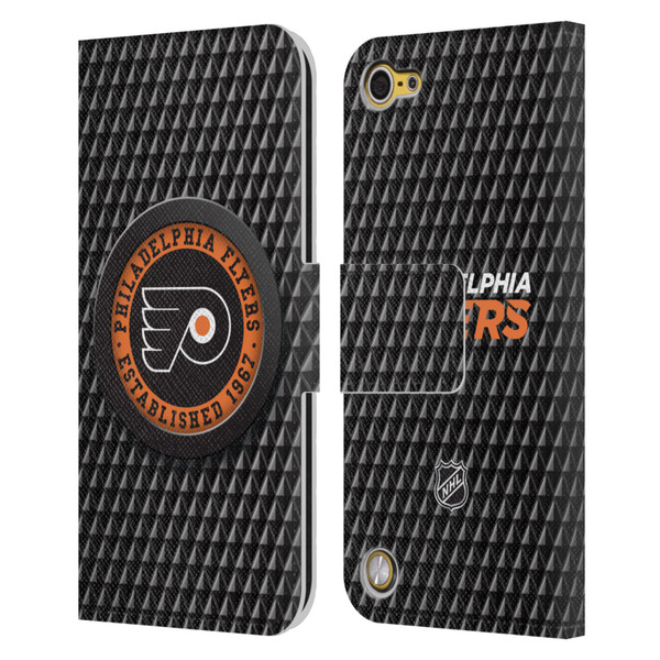 NHL Philadelphia Flyers Puck Texture Leather Book Wallet Case Cover For Apple iPod Touch 5G 5th Gen