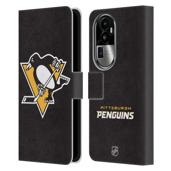 NHL Pittsburgh Penguins Plain Leather Book Wallet Case Cover For OPPO Reno10 Pro+