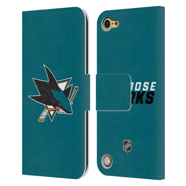 NHL San Jose Sharks Plain Leather Book Wallet Case Cover For Apple iPod Touch 5G 5th Gen