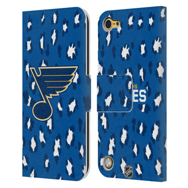 NHL St Louis Blues Leopard Patten Leather Book Wallet Case Cover For Apple iPod Touch 5G 5th Gen