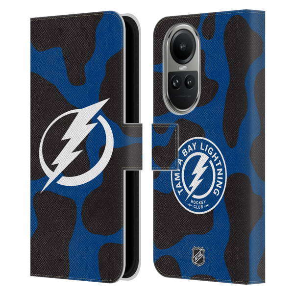 NHL Tampa Bay Lightning Cow Pattern Leather Book Wallet Case Cover For OPPO Reno10 5G / Reno10 Pro 5G