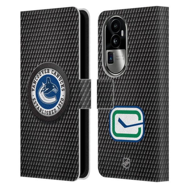 NHL Vancouver Canucks Puck Texture Leather Book Wallet Case Cover For OPPO Reno10 Pro+