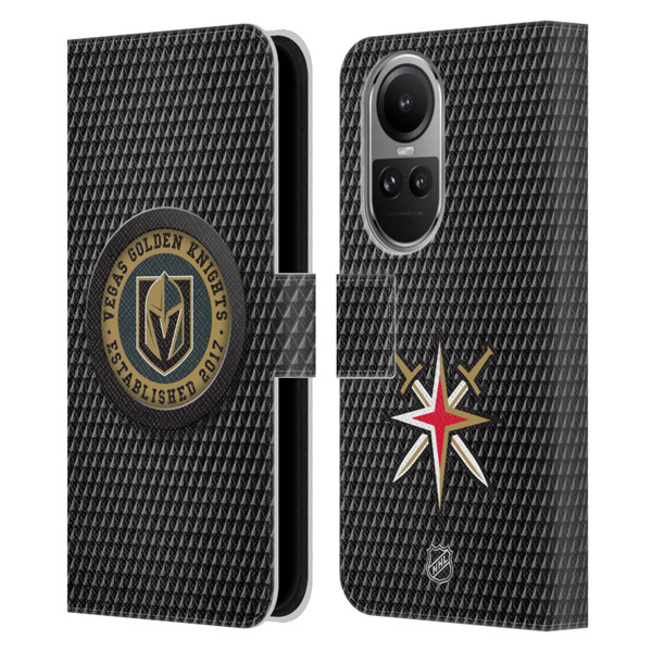 NHL Vegas Golden Knights Puck Texture Leather Book Wallet Case Cover For OPPO Reno10 5G / Reno10 Pro 5G