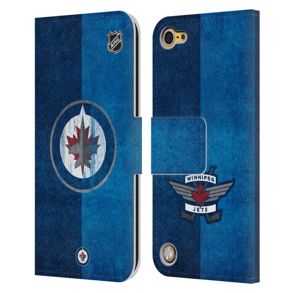 NHL Winnipeg Jets Half Distressed Leather Book Wallet Case Cover For Apple iPod Touch 5G 5th Gen