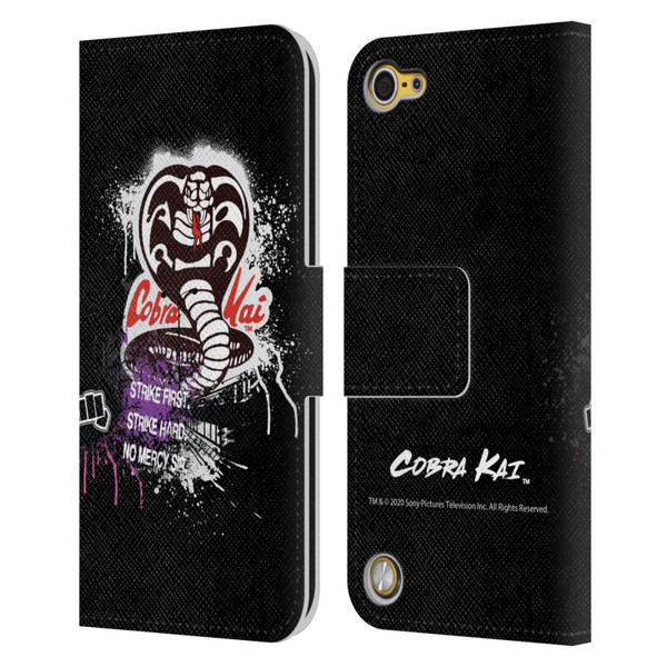 Cobra Kai Composed Art No Mercy Logo Leather Book Wallet Case Cover For Apple iPod Touch 5G 5th Gen