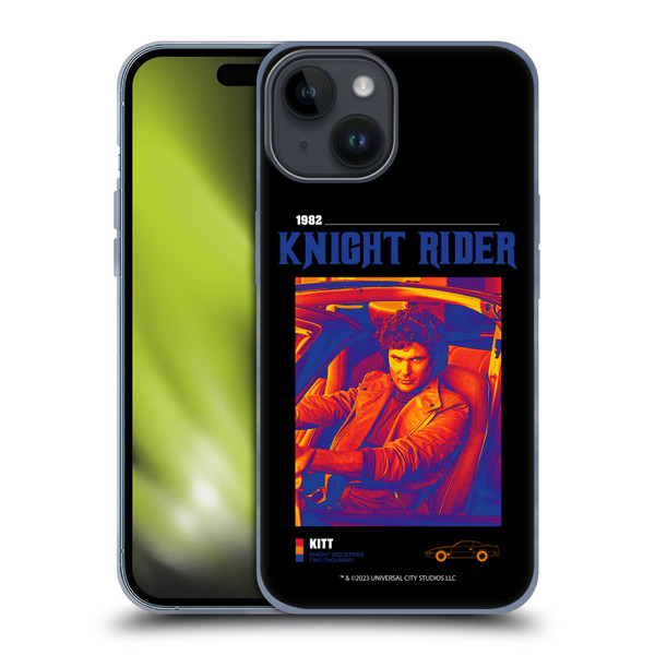 Knight Rider Graphics Michael Knight Driving Soft Gel Case for Apple iPhone 15