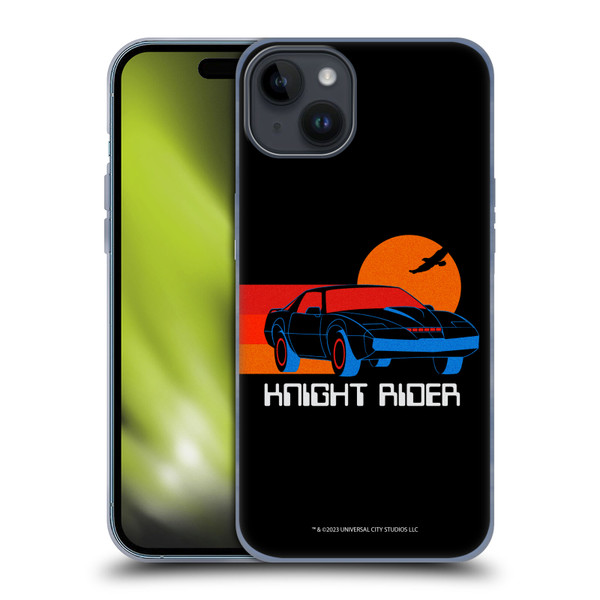 Knight Rider Graphics Kitt Sunset Soft Gel Case for Apple iPhone 15 Plus