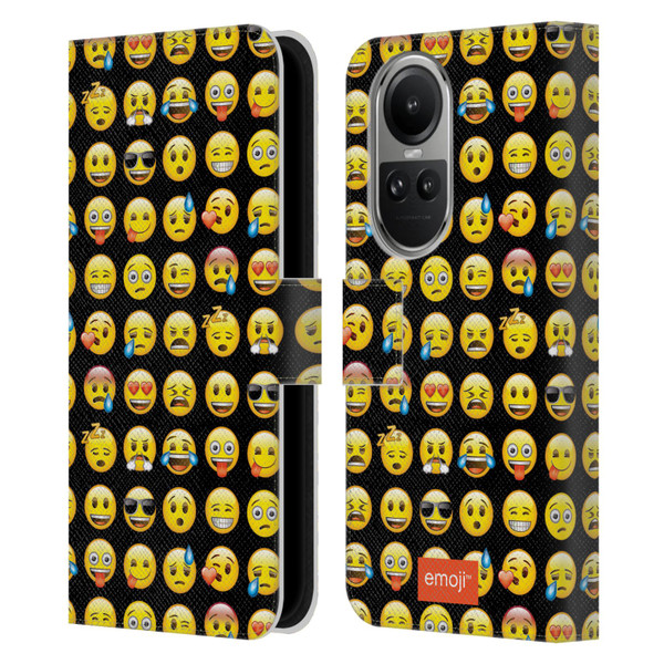 emoji® Smileys Pattern Leather Book Wallet Case Cover For OPPO Reno10 5G / Reno10 Pro 5G