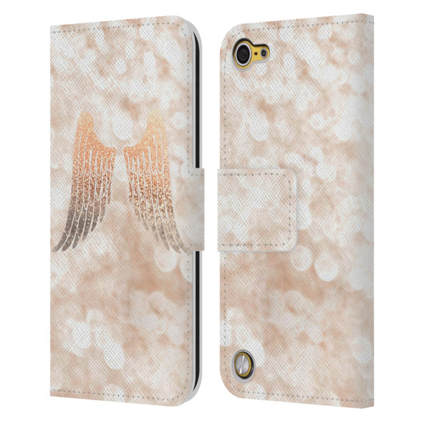 Monika Strigel Champagne Gold Wings Leather Book Wallet Case Cover For Apple iPod Touch 5G 5th Gen