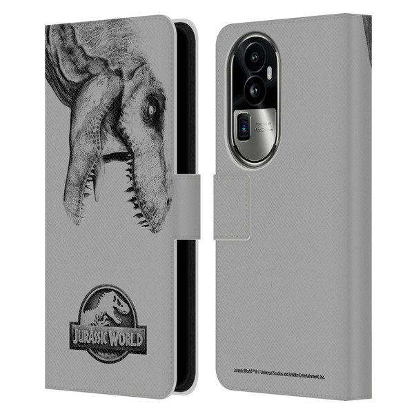 Jurassic World Fallen Kingdom Logo T-Rex Leather Book Wallet Case Cover For OPPO Reno10 Pro+