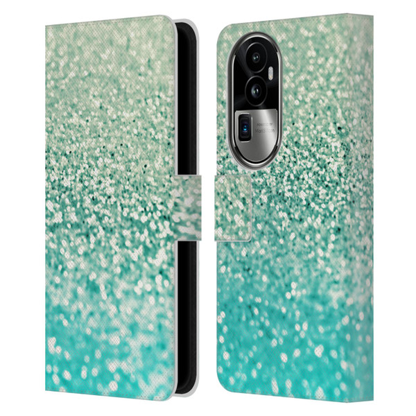 Monika Strigel Glitter Collection Mint Leather Book Wallet Case Cover For OPPO Reno10 Pro+