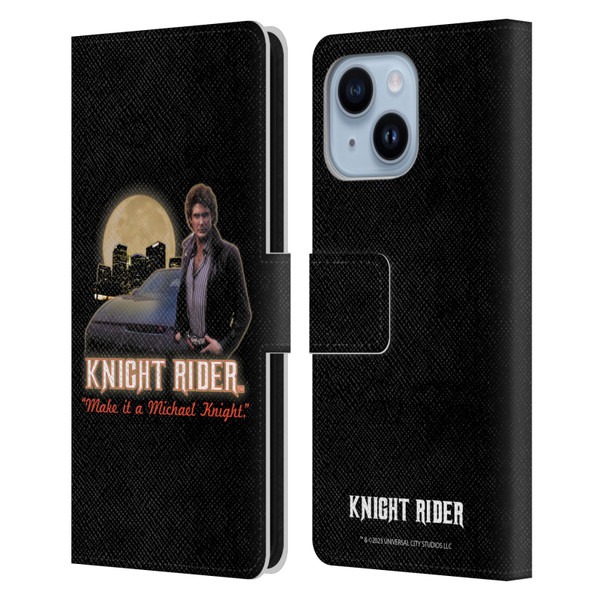 Knight Rider Core Graphics Poster Leather Book Wallet Case Cover For Apple iPhone 14 Plus