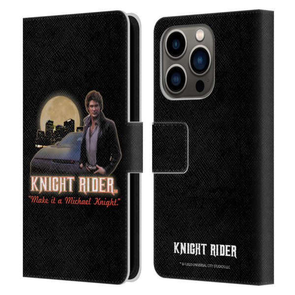 Knight Rider Core Graphics Poster Leather Book Wallet Case Cover For Apple iPhone 14 Pro
