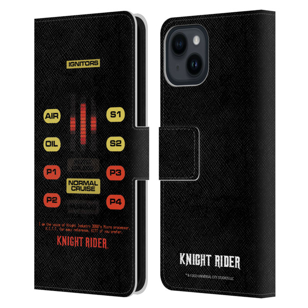 Knight Rider Core Graphics Kitt Control Panel Leather Book Wallet Case Cover For Apple iPhone 15