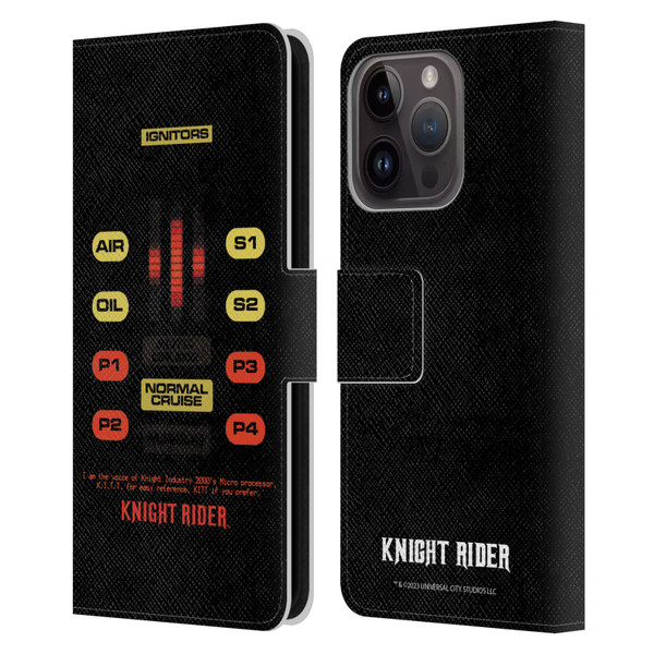 Knight Rider Core Graphics Kitt Control Panel Leather Book Wallet Case Cover For Apple iPhone 15 Pro