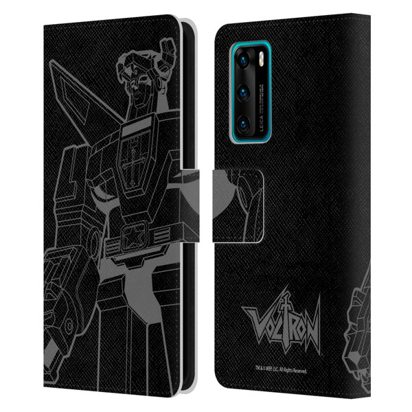 Voltron Graphics Oversized Black Robot Leather Book Wallet Case Cover For Huawei P40 5G
