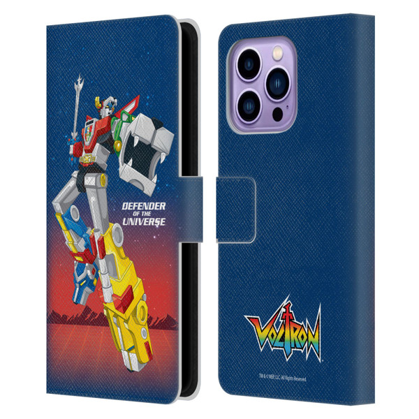 Voltron Graphics Defender Of Universe Gradient Leather Book Wallet Case Cover For Apple iPhone 14 Pro Max