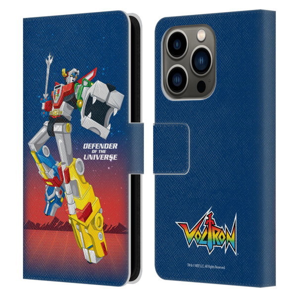 Voltron Graphics Defender Of Universe Gradient Leather Book Wallet Case Cover For Apple iPhone 14 Pro