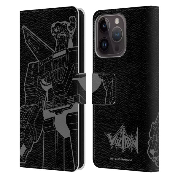 Voltron Graphics Oversized Black Robot Leather Book Wallet Case Cover For Apple iPhone 15 Pro