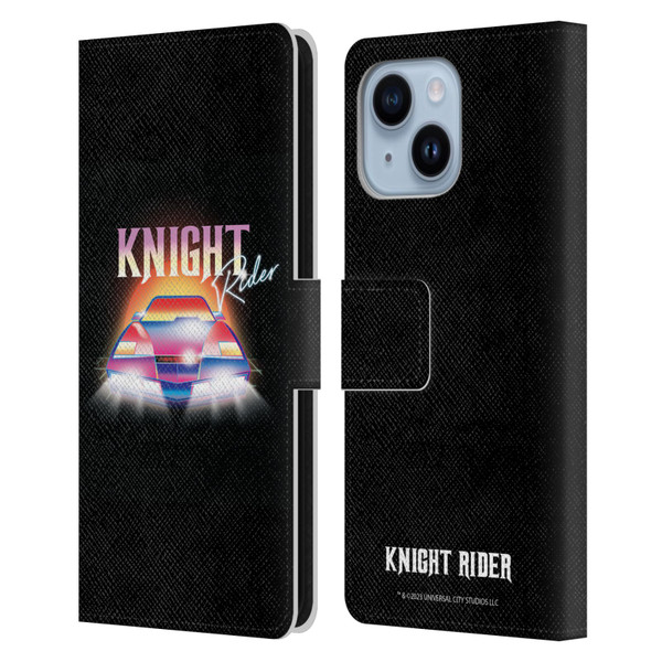 Knight Rider Graphics Kitt 80's Neon Leather Book Wallet Case Cover For Apple iPhone 14 Plus